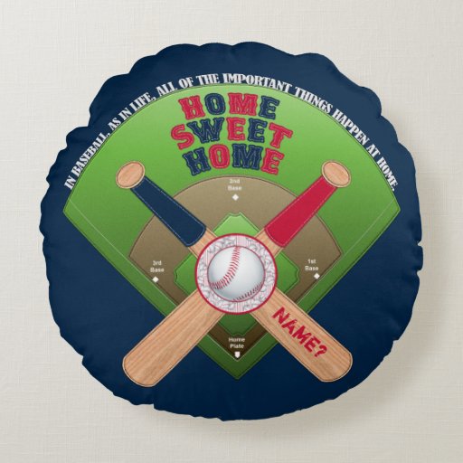 Baseball Field,Home 02-Round Throw Pillow BLUE Zazzle