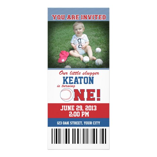 Baseball First Birthday Invitations (front side)