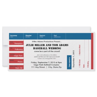 Baseball Game Ticket Wedding Invite Custom Rack Card by CloutDesign