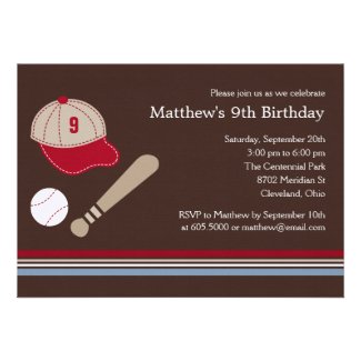 Baseball Gears - Birthday Party Invitation
