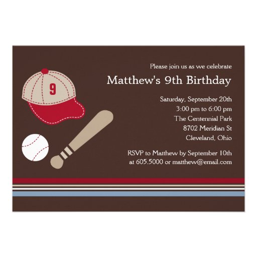 Baseball Gears - Birthday Party Invitation