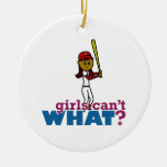 Baseball Girl in Red Christmas Ornament