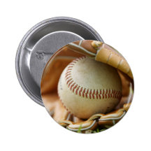 Baseball Glove and Ball Pinback Buttons