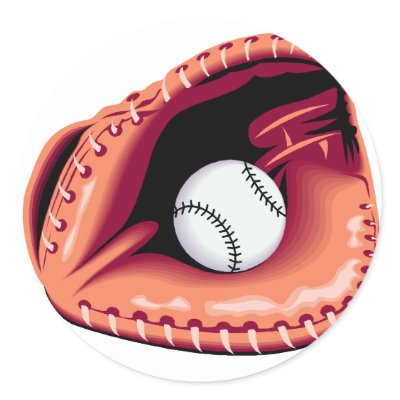 Baseball Glove and Ball Round Sticker by TeeZazzle