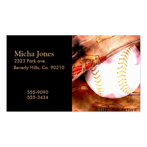 Baseball & Glove Grunge Style Business Card Templates (front side)
