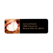 Baseball & Glove Grunge Style Custom Return Address Label
