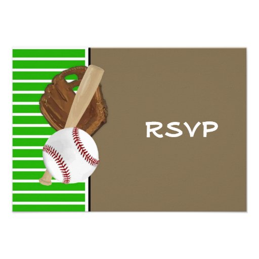 Baseball Green/Brown Personalized Invite