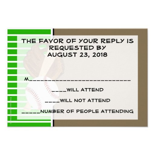 Baseball Green/Brown Personalized Invite