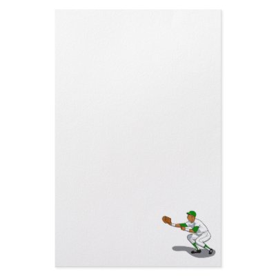 Baseball green player customized stationery by justsports