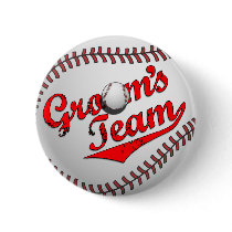 Baseball Groom's Team Button