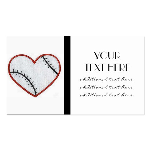 Baseball Heart Business Card Template (front side)