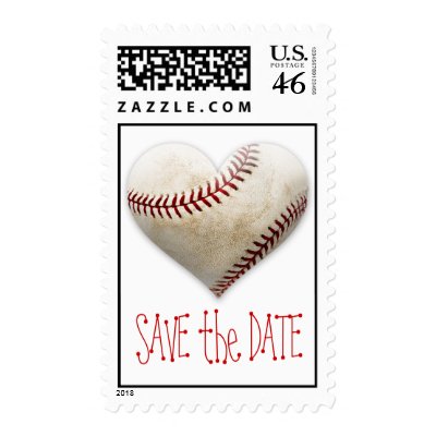 Baseball Heart Save the Date Stamp