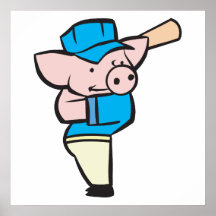 baseball hitter pig poster