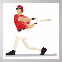 baseball hitter swinging vector graphic poster