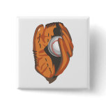 baseball in mitt vector graphic pin