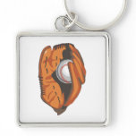 baseball in mitt vector graphic key chain