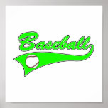 Baseball Logo Lime Green Print