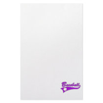 Baseball Logo Purple Personalized Stationery