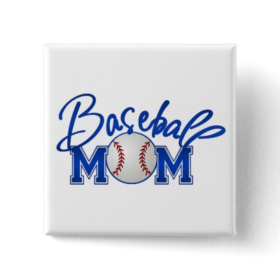 Baseball MOM blue Pinback Button by Just2Cute