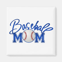Baseball MOM blue Magnets