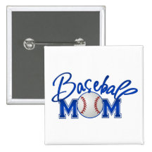 Baseball MOM blue Pinback Button