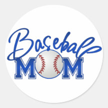 Baseball MOM blue Round Stickers