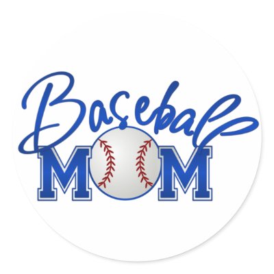 Baseball MOM blue Round Stickers by Just2Cute