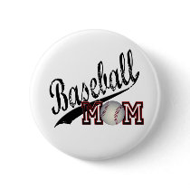 Baseball Mom Pinback Buttons