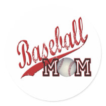 Baseball Mom Red Stickers