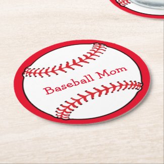 Baseball Mom Round Paper Coasters
