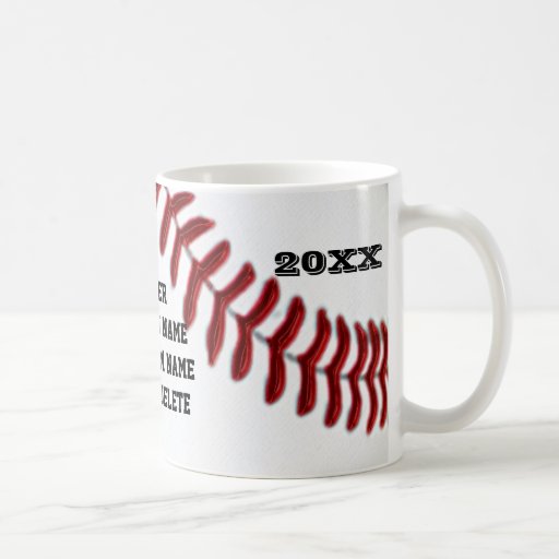Baseball Mugs 3 Text Boxes for Player's and Coach Zazzle