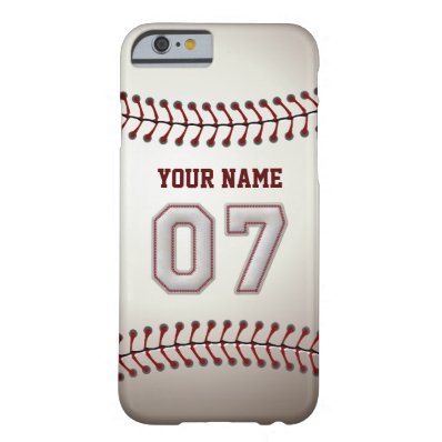 Baseball Number 7 with Your Name - Modern Sporty Barely There iPhone 6 Case