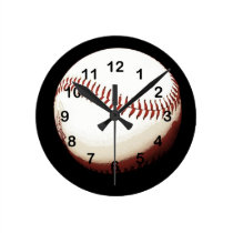 Baseball on black background wall clocks