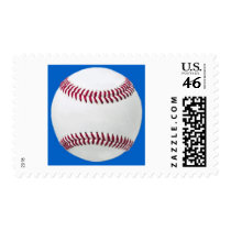 Baseball on blue postage