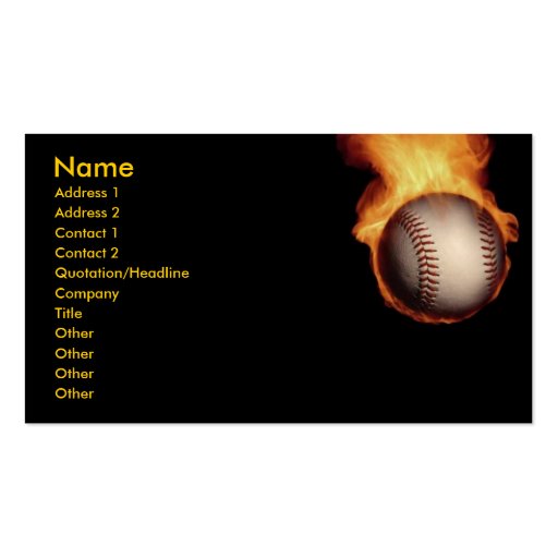 Baseball On Fire Profile Card Business Card (front side)
