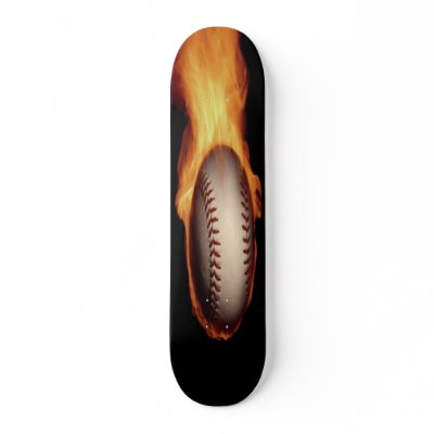 Baseball On Fire Skateboard by BuddhansSkateboards