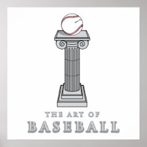 baseball on pedestal art poster