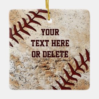 Baseball Ornaments Your Text and Photo on Back