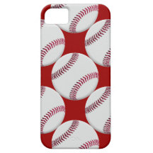 Baseball Pattern with red background iPhone 5 Cases