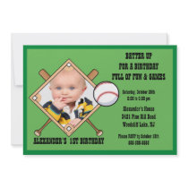 Baseball PHOTO Birthday Invitation