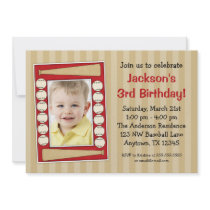 Baseball Photo Birthday Party Red Announcements