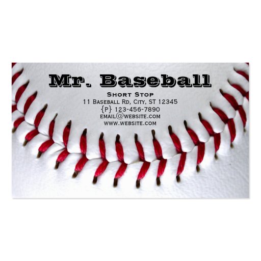 Baseball Photo Business Cards (back side)