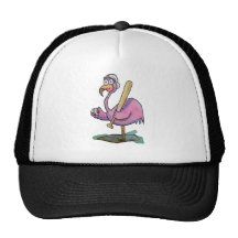 Baseball Pink Flamingo Whimsical Watercolor Trucker Hat