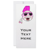 baseball pink girl punk vector design graphic customized rack card