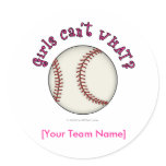 Baseball-Pink Round Stickers