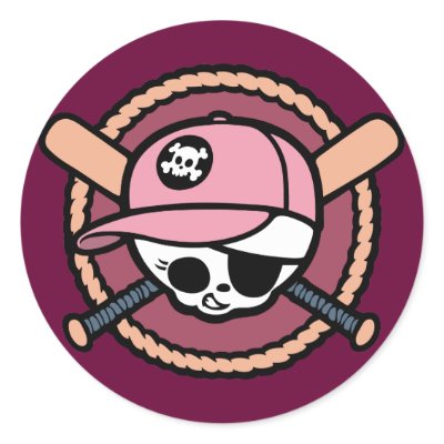Baseball Pirate -Girls Round Sticker by kidlings