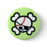 Baseball Pirate -kids Button