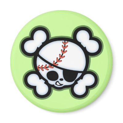 Baseball Pirate -kids Magnet by skullabee