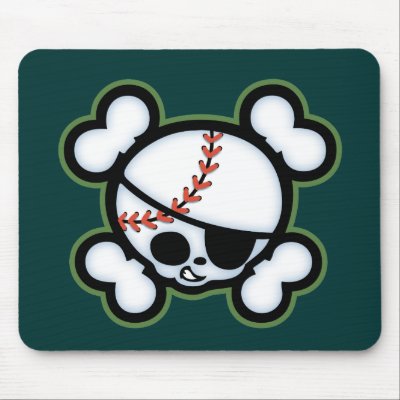 Baseball Pirate -kids Mouse Pad by skullabee