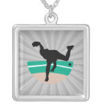 baseball pitcher silhouette design personalized necklace